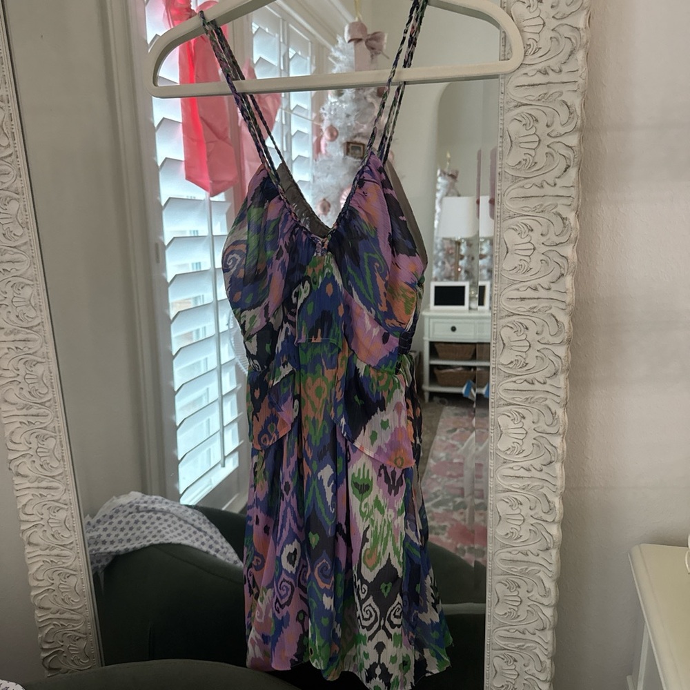 Zara Multi-Color Printed Mini Dress - Purple, Green, Black